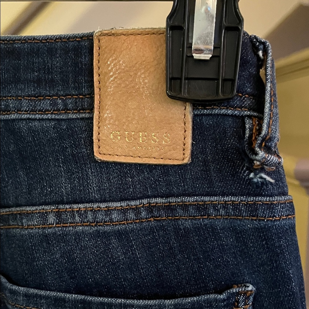 GUESS Women's Dark Blue Skinny Distressed Jeans - Picture 4 of 6